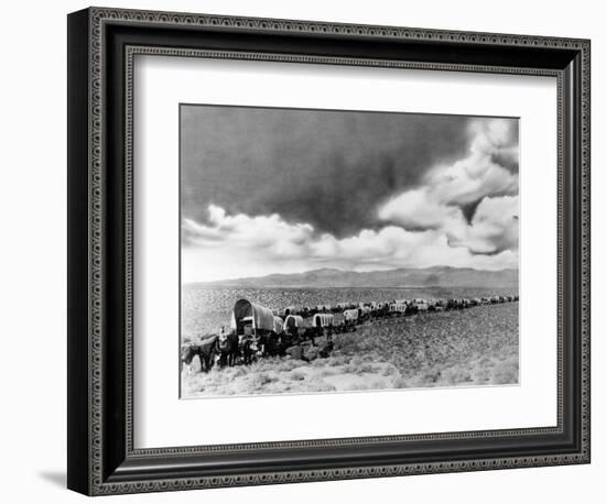 1870s-1880s Montage of Covered Wagons Crossing the American Plains-null-Framed Photographic Print