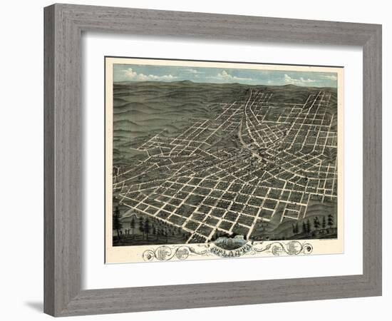 1871, Atlanta Bird's Eye View, Georgia, United States-null-Framed Giclee Print