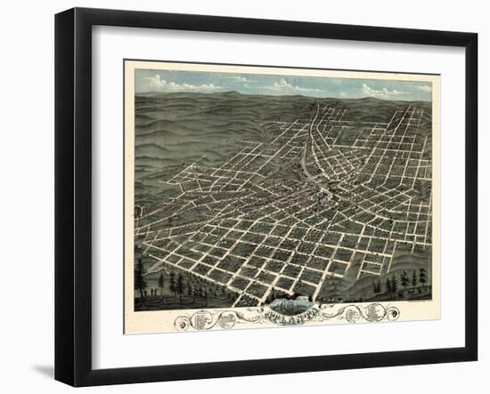 1871, Atlanta Bird's Eye View, Georgia, United States-null-Framed Giclee Print