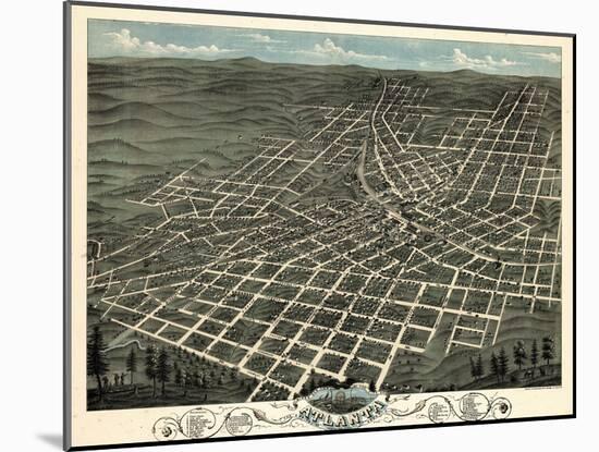 1871, Atlanta Bird's Eye View, Georgia, United States-null-Mounted Giclee Print