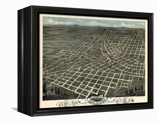 1871, Atlanta Bird's Eye View, Georgia, United States-null-Framed Premier Image Canvas