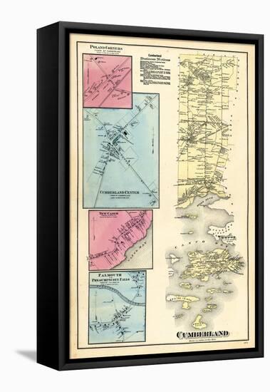 1871, Cumberland, Cumberland Center, Presumpscott Falls, New Casco, Portland Corners, Maine, USA-null-Framed Premier Image Canvas