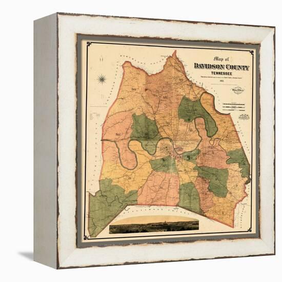 1871, Davidson County and Nashville Wall Map, Tennessee, United States-null-Framed Premier Image Canvas