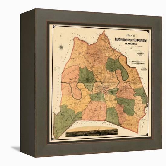 1871, Davidson County and Nashville Wall Map, Tennessee, United States-null-Framed Premier Image Canvas