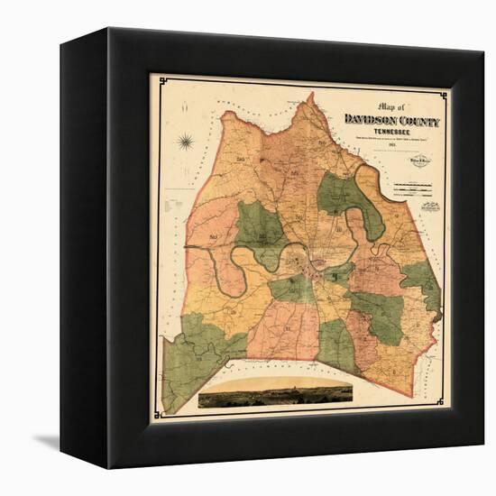 1871, Davidson County and Nashville Wall Map, Tennessee, United States-null-Framed Premier Image Canvas