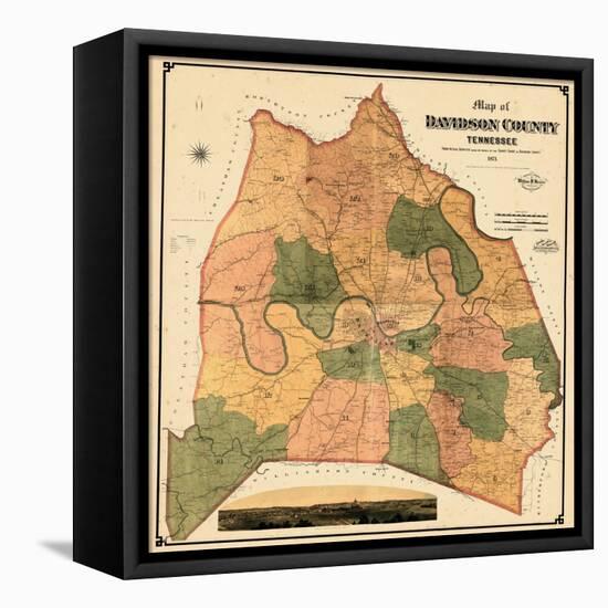 1871, Davidson County and Nashville Wall Map, Tennessee, United States-null-Framed Premier Image Canvas