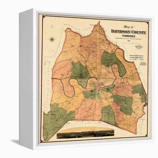 1871, Davidson County and Nashville Wall Map, Tennessee, United States-null-Framed Premier Image Canvas