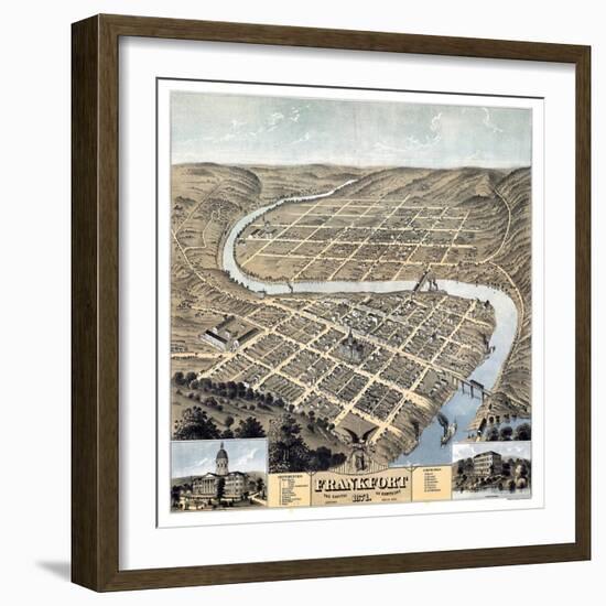 1871, Frankfort Bird's Eye View, Kentucky, United States-null-Framed Giclee Print