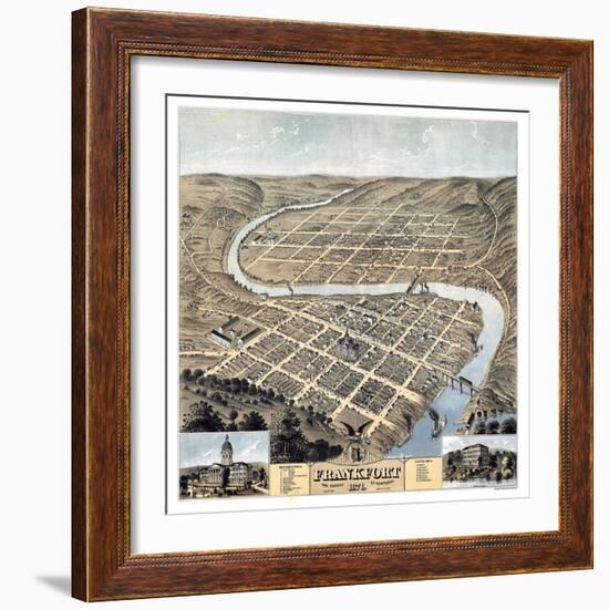 1871, Frankfort Bird's Eye View, Kentucky, United States-null-Framed Giclee Print