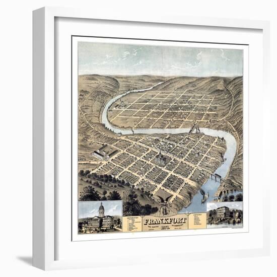 1871, Frankfort Bird's Eye View, Kentucky, United States-null-Framed Giclee Print