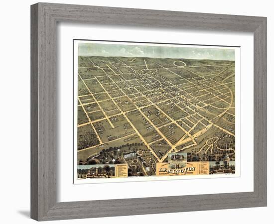 1871, Lexington Bird's Eye View, Kentucky, United States-null-Framed Giclee Print