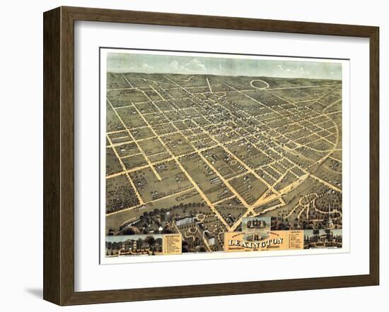 1871, Lexington Bird's Eye View, Kentucky, United States-null-Framed Giclee Print