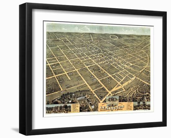 1871, Lexington Bird's Eye View, Kentucky, United States-null-Framed Giclee Print