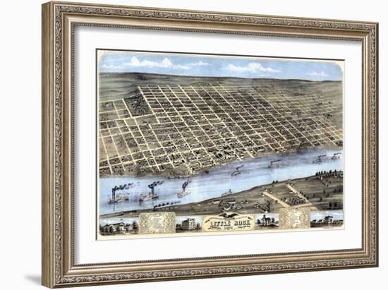 1871, Little Rock Bird's Eye View, Arkansas, United States-null-Framed Giclee Print