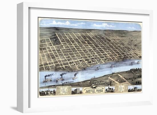 1871, Little Rock Bird's Eye View, Arkansas, United States-null-Framed Giclee Print