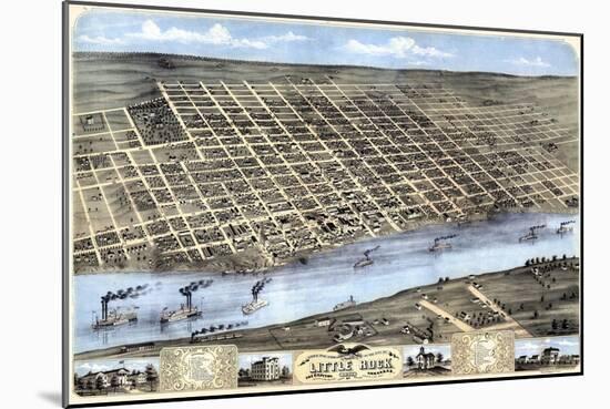 1871, Little Rock Bird's Eye View, Arkansas, United States-null-Mounted Giclee Print