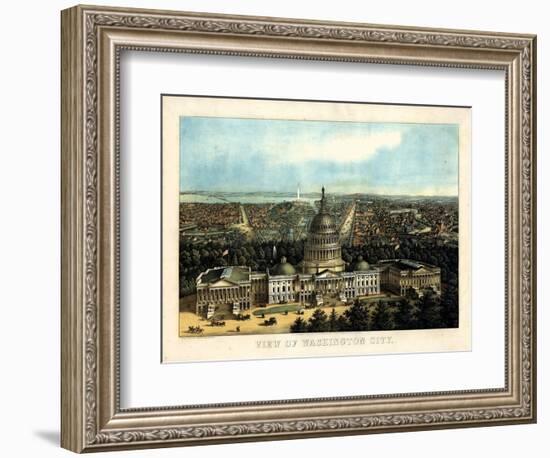 1871, Washington City and Capitol Bird's Eye View, District of Columbia, United States-null-Framed Giclee Print