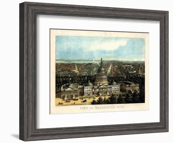 1871, Washington City and Capitol Bird's Eye View, District of Columbia, United States-null-Framed Giclee Print