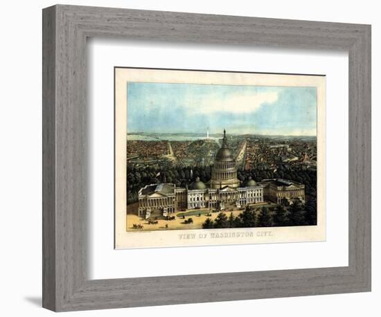 1871, Washington City and Capitol Bird's Eye View, District of Columbia, United States-null-Framed Giclee Print