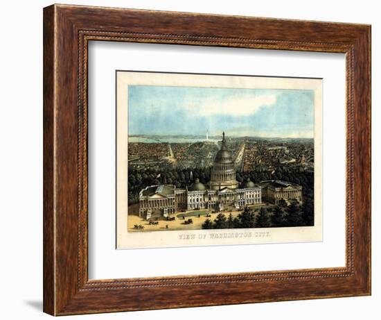 1871, Washington City and Capitol Bird's Eye View, District of Columbia, United States-null-Framed Giclee Print