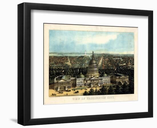 1871, Washington City and Capitol Bird's Eye View, District of Columbia, United States-null-Framed Giclee Print