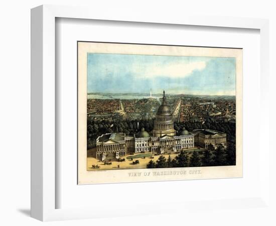 1871, Washington City and Capitol Bird's Eye View, District of Columbia, United States-null-Framed Giclee Print