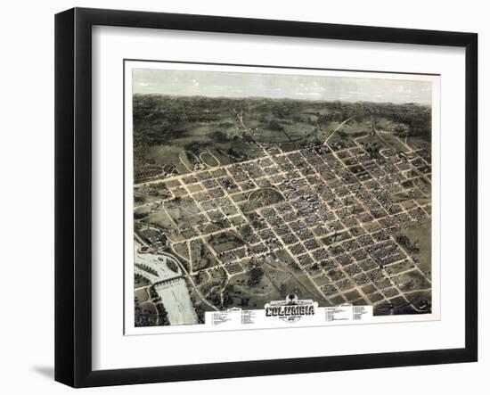 1872, Columbia Bird's Eye View, South Carolina, United States-null-Framed Giclee Print