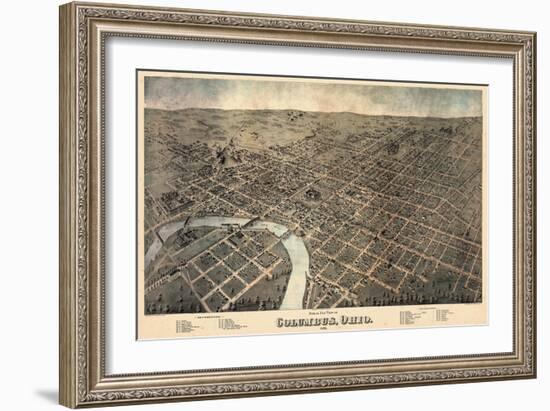 1872, Columbus Bird's Eye View, Ohio, United States-null-Framed Giclee Print