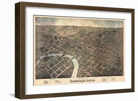 1872, Columbus Bird's Eye View, Ohio, United States-null-Framed Giclee Print