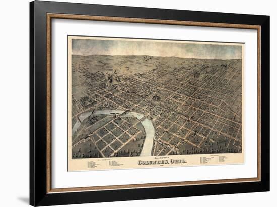 1872, Columbus Bird's Eye View, Ohio, United States-null-Framed Giclee Print