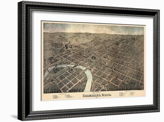 1872, Columbus Bird's Eye View, Ohio, United States-null-Framed Giclee Print