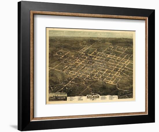 1872, Raleigh Bird's Eye View, North Carolina, United States-null-Framed Giclee Print