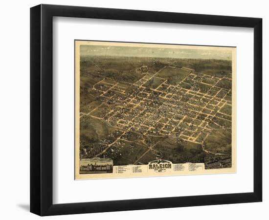 1872, Raleigh Bird's Eye View, North Carolina, United States-null-Framed Giclee Print