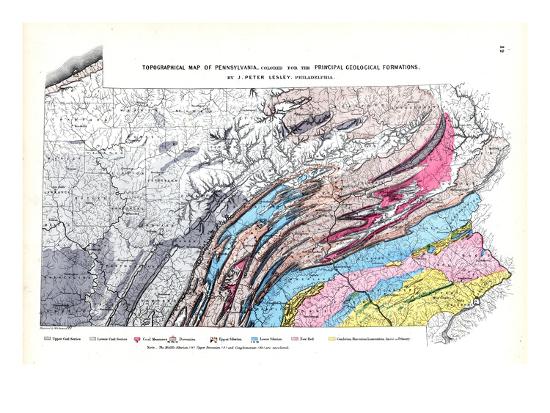 1872 Topographical Map Pennsylvania United States Giclee Print Art Com Topo Map Of Pa
