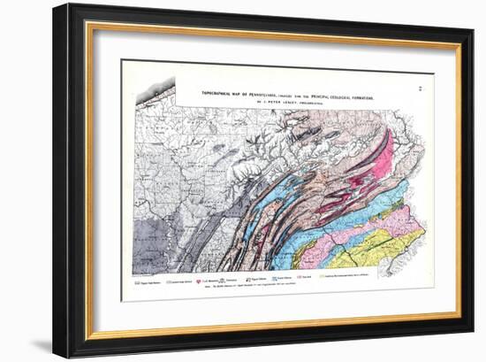 1872, Topographical Map, Pennsylvania, United States-null-Framed Giclee Print