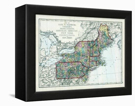 1873, Maine, New Hampshire, Vermont, Massachusetts, Rhode Island, Connecticut, New York, USA-null-Framed Premier Image Canvas