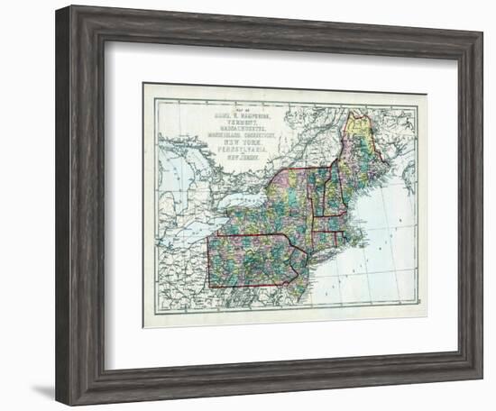 1873, Maine, New Hampshire, Vermont, Massachusetts, Rhode Island, Connecticut, New York, USA-null-Framed Giclee Print