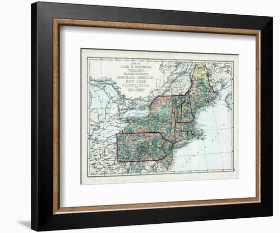 1873, Maine, New Hampshire, Vermont, Massachusetts, Rhode Island, Connecticut, New York, USA-null-Framed Giclee Print