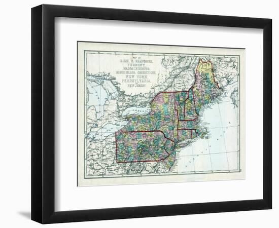 1873, Maine, New Hampshire, Vermont, Massachusetts, Rhode Island, Connecticut, New York, USA-null-Framed Giclee Print