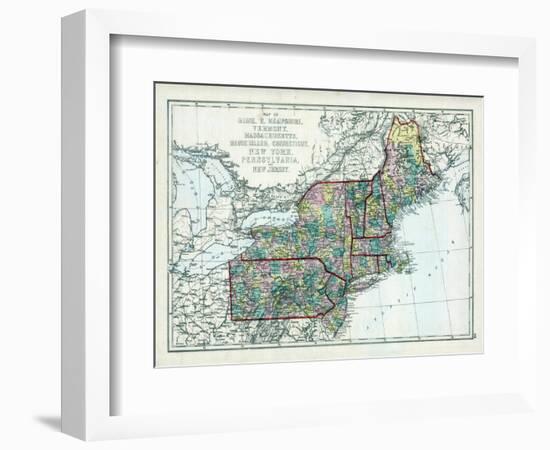 1873, Maine, New Hampshire, Vermont, Massachusetts, Rhode Island, Connecticut, New York, USA-null-Framed Giclee Print