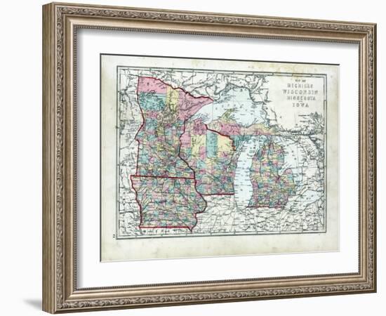 1873, Michigan, Wisconsin, Minnesota, Iowa, USA-null-Framed Giclee Print