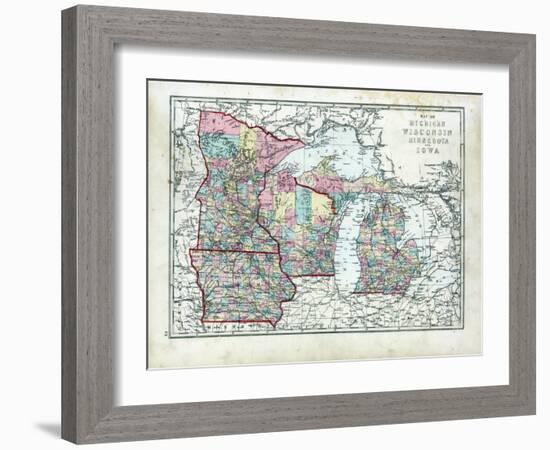 1873, Michigan, Wisconsin, Minnesota, Iowa, USA-null-Framed Giclee Print