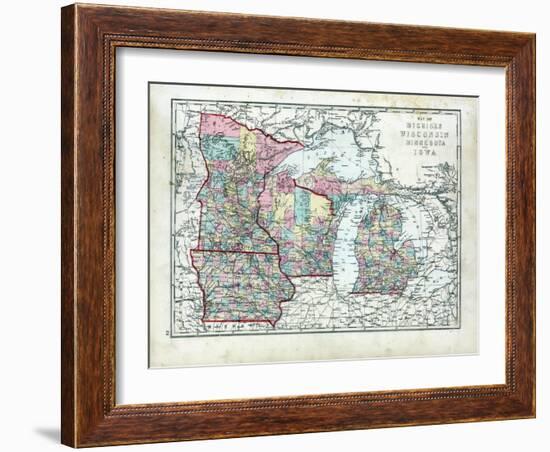 1873, Michigan, Wisconsin, Minnesota, Iowa, USA-null-Framed Giclee Print