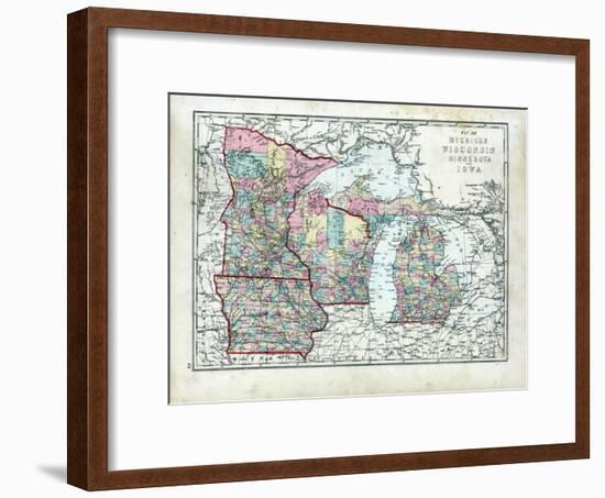 1873, Michigan, Wisconsin, Minnesota, Iowa, USA-null-Framed Giclee Print