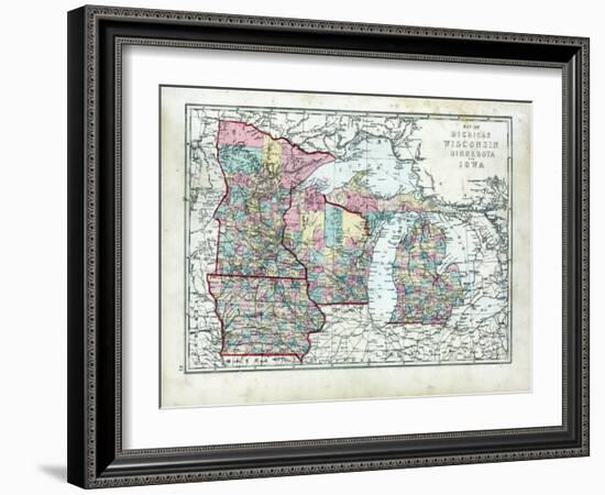 1873, Michigan, Wisconsin, Minnesota, Iowa, USA-null-Framed Giclee Print