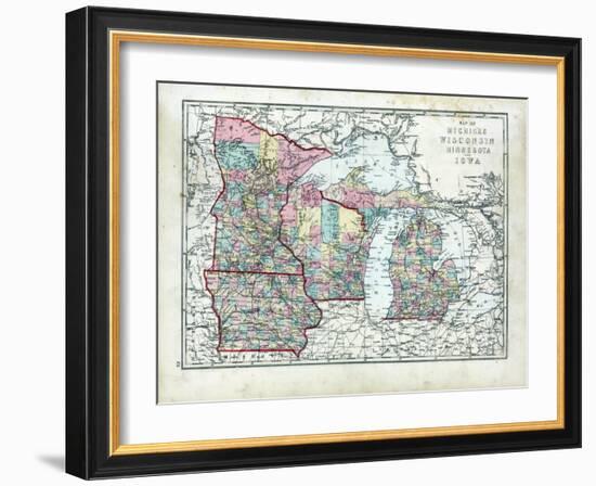 1873, Michigan, Wisconsin, Minnesota, Iowa, USA-null-Framed Giclee Print