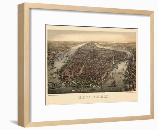 1873, New York City, 1873, Bird's Eye View, New York, United States-null-Framed Premium Giclee Print