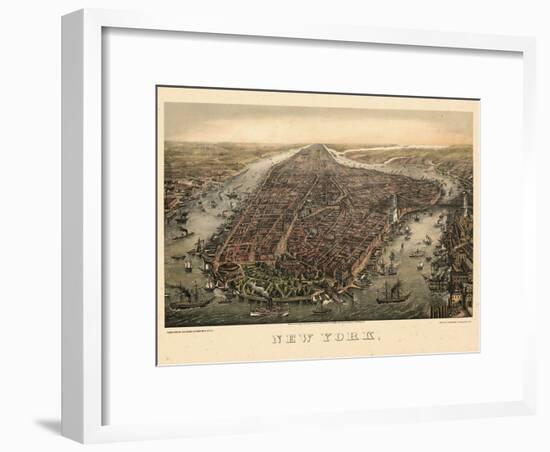 1873, New York City, 1873, Bird's Eye View, New York, United States-null-Framed Premium Giclee Print