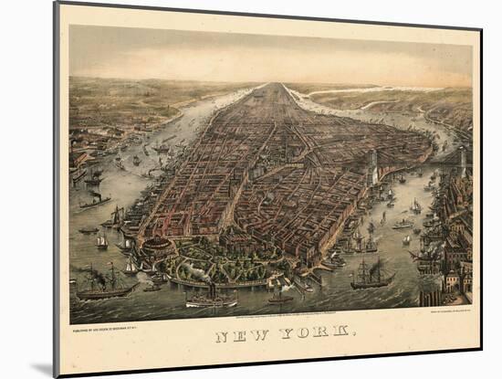 1873, New York City, 1873, Bird's Eye View, New York, United States-null-Mounted Premium Giclee Print