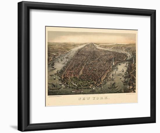 1873, New York City, 1873, Bird's Eye View, New York, United States-null-Framed Giclee Print